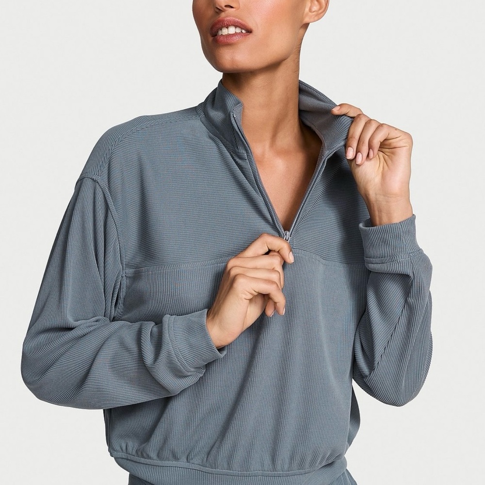 VSX featherweight ribbed knit half zip pullover Victoria’s Secret sport new
